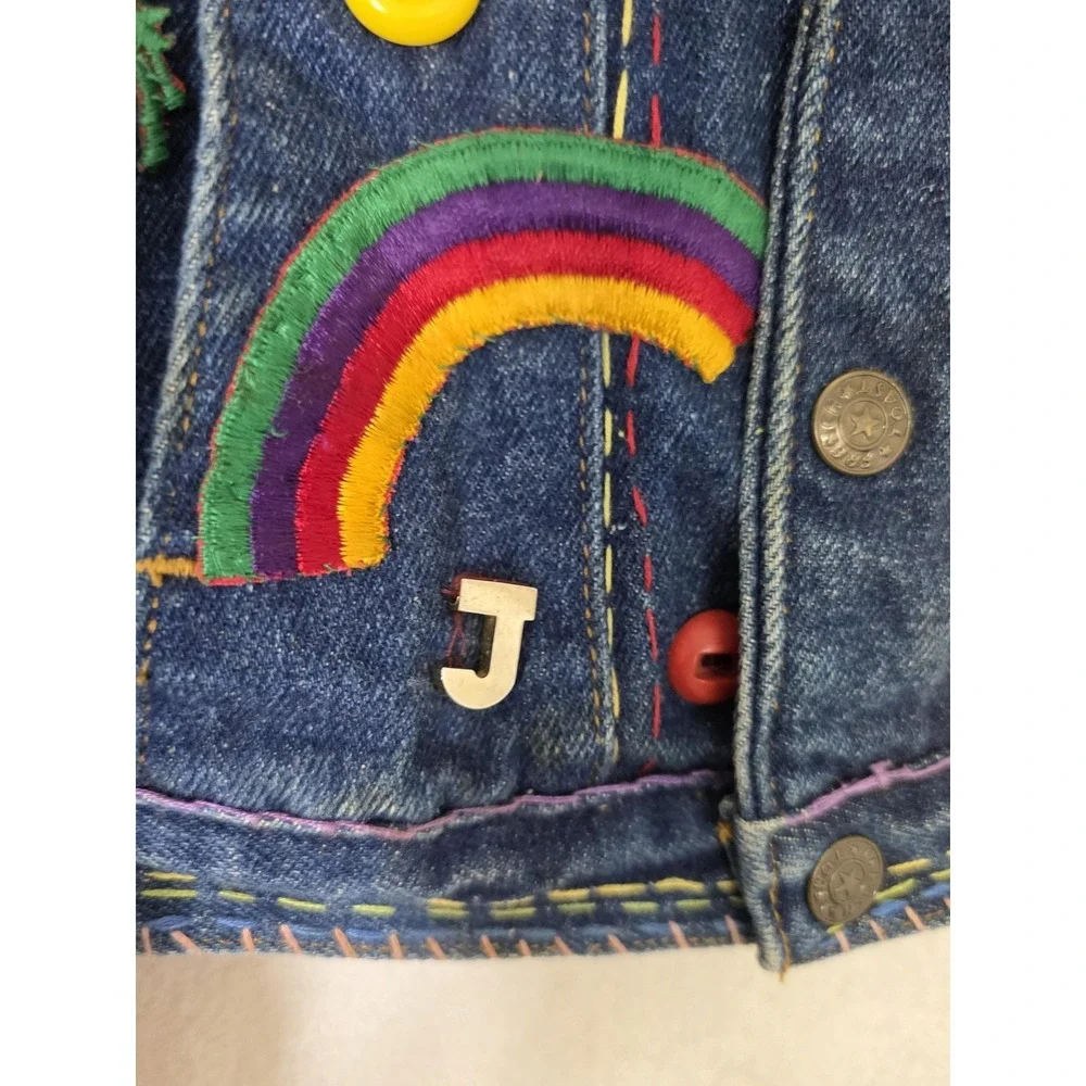 Vintage French‎ Toast Jacket Kids 4T Blue Denim Cycle Champ Rainbow Animals